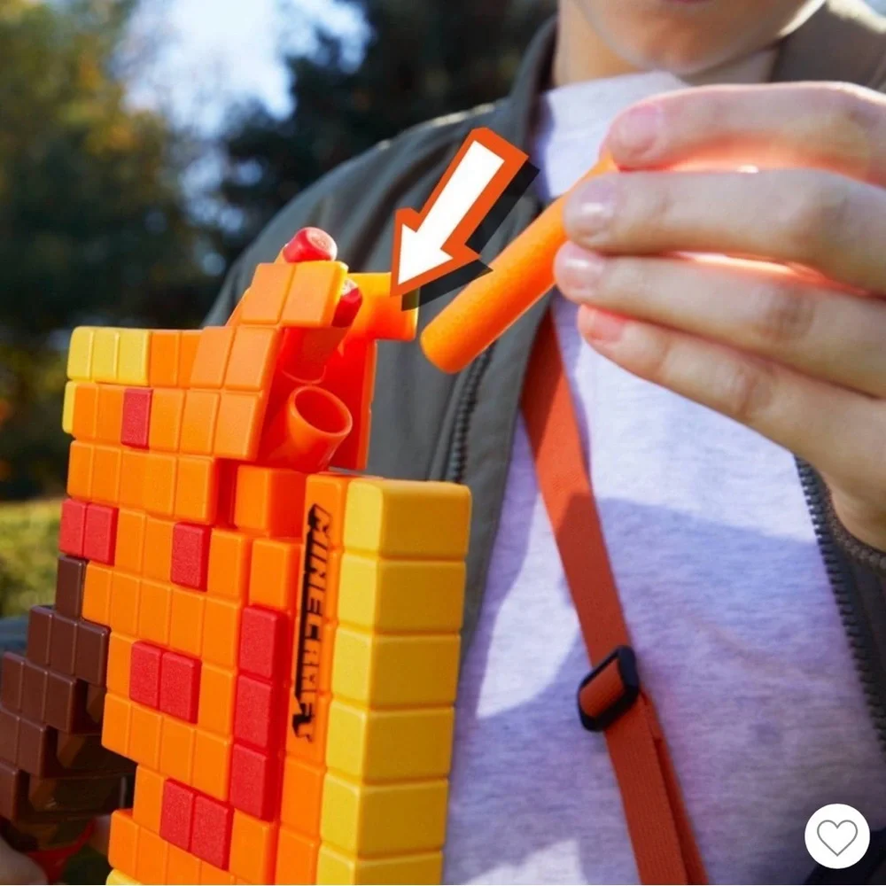 Nerf Minecraft Firebrand Axe Blaster Toy – Orange Pixel Foam Weapon – No Darts